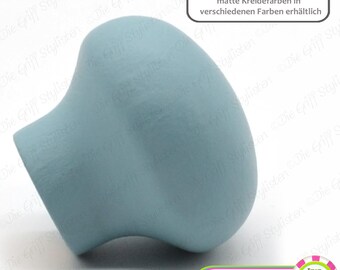 1 Vintage Shabby Style door knob iceblue matt plain wood wooden beech pink light blue grey sugar white solid furniture handle drawer cabinet
