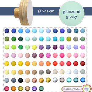 JUMBO KNOBS 6-12 cm XL Möbelknopf Möbelknauf groß Holz handbemalt uni Buche Massivholz einfarbig Made in Germany Kinderzimmer bunt glänzend