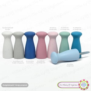 1 Vintage Shabby Style wardrobe hook frosted matt wood plain wood wooden beech solid pink white grey light blue mint dark teal pastel