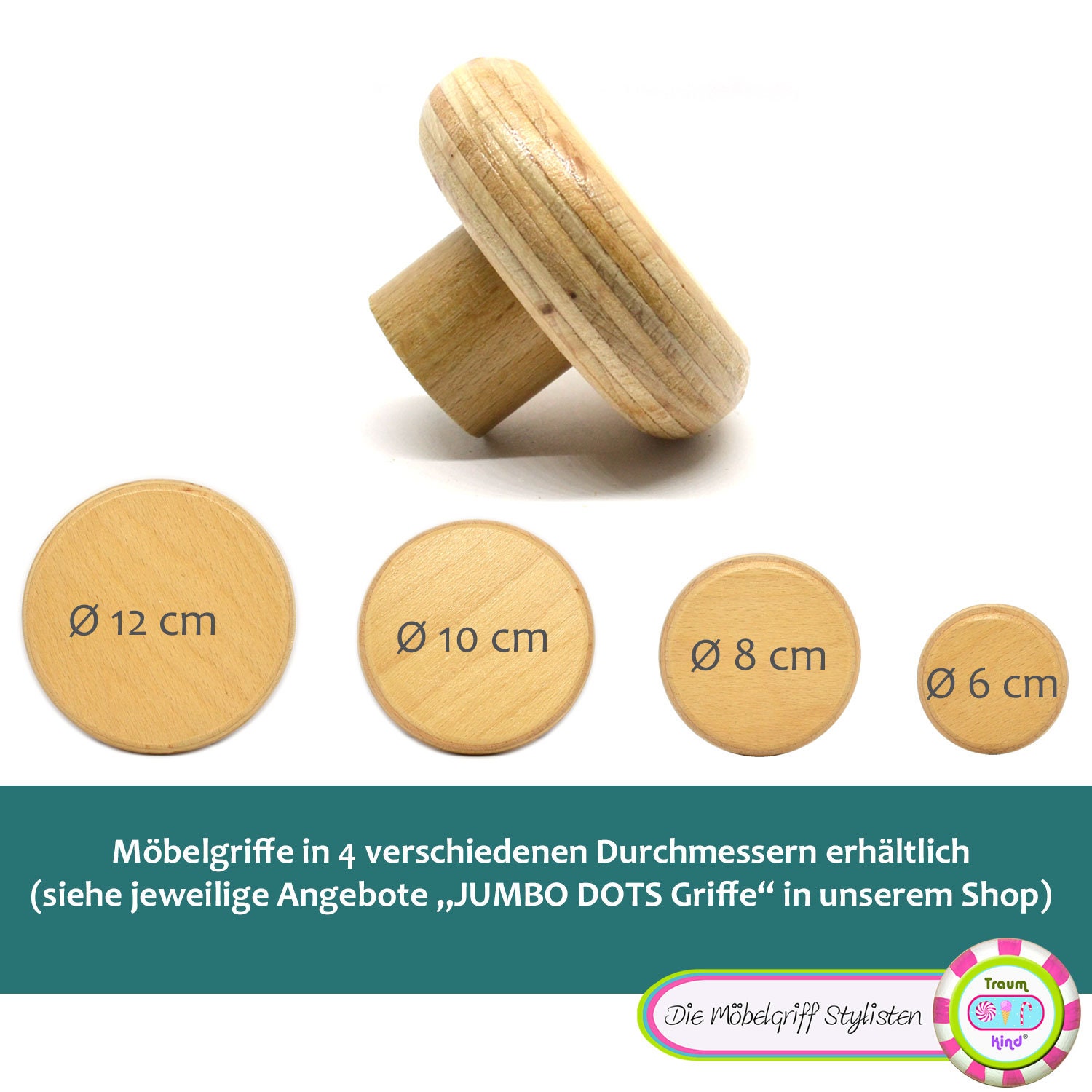 6 Maniglie A Stella Per Mobili - Pomelli In Legno Per Cassetti E Armadi, Sicuri Per Bambini - Foto 3