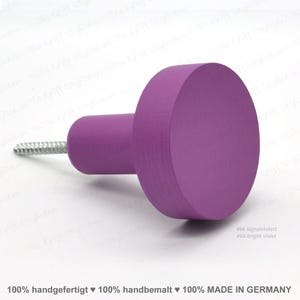 1 pezzo gancio appendiabiti viola opaco gancio da parete vernice a gesso JUMBO KNOBS XL 6-12 cm gancio appendiabiti gancio in legno montaggio a parete rotondo