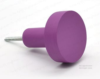 1 pc Wardrobe hook JUMBO KNOBS XL big wall 6-12 cm hangers hanging storage violet wood knobs wooden beech solid coat circle round