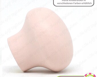 1 Vintage Shabby Style door knob cashmere matt plain wood wooden beech light pink grey sugar white solid furniture handle drawer cabinet