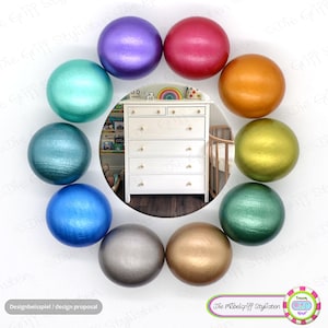 Houten meubelknop, metallic, 1 stuk, handgeschilderd, 35 mm, massief beukenhout, MADE IN GERMANY, deurknop, kinderkamerknop, kastknop