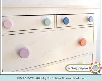 Möbelknöpfe Möbelknauf Möbelgriff 1 Stück JUMBO KNOBS matt 6 cm groß XL mint Vintage Shabby Look Holz Buche Schubladengriff Kinderzimmer