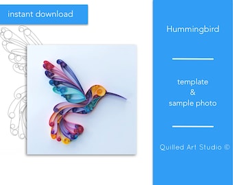 Template of the Hummingbird paper quilling artwork