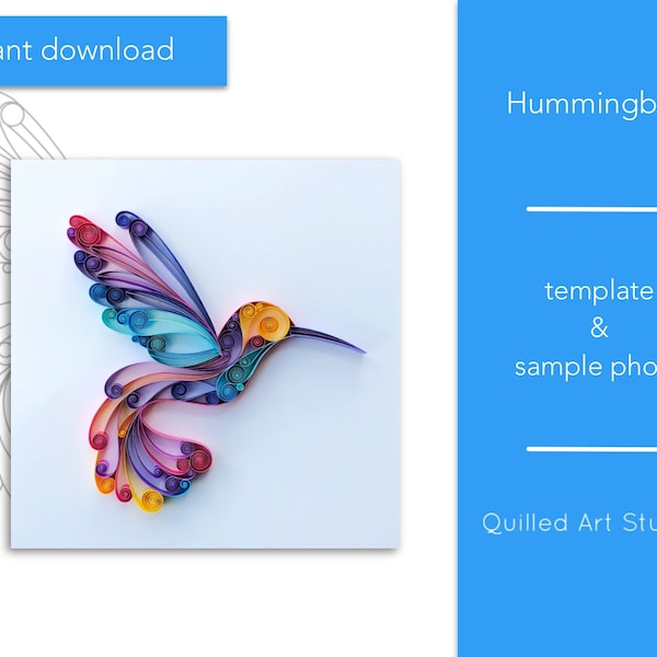 Modèle de l’œuvre d’art de matelassage en papier Hummingbird