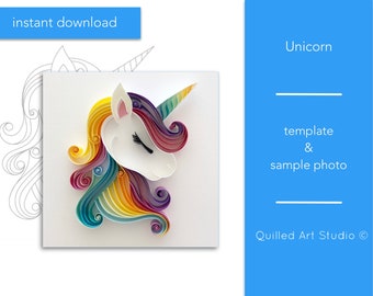 Template of the Unicorn paper quilling artwork