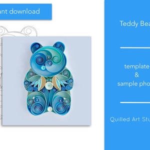 Template of the Teddy Bear paper quilling artwork