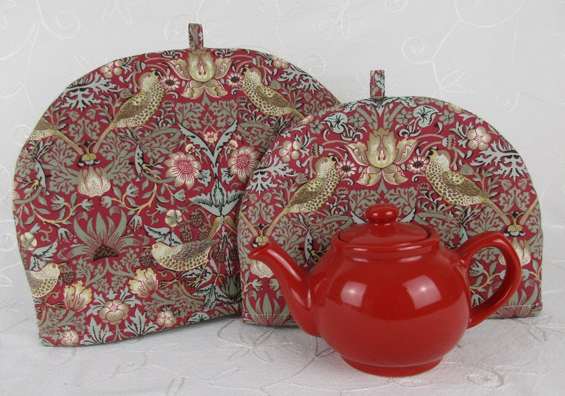 Small Tea Cosy Cozy. Red Strawberry Thief by William Morris Etsy