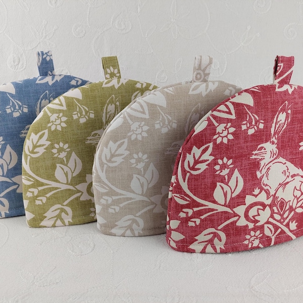 Small Tea Cosy: Heathland Hare Linen Fabric, 2-Cup Teapot