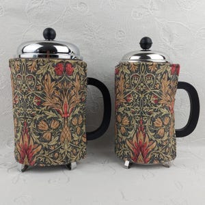 William Morris French Press Cozy: Mocha Snakeshead Fabric, 8-12 Cup
