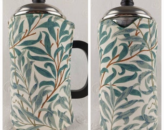 William Morris Willow Boughs Green French Press Cover, Cafetiere Cosy, Wrap, Coffee Pot Warmer, Cozy. 1L 8-Cup Or 1.5L 12-Cup. Gift Idea