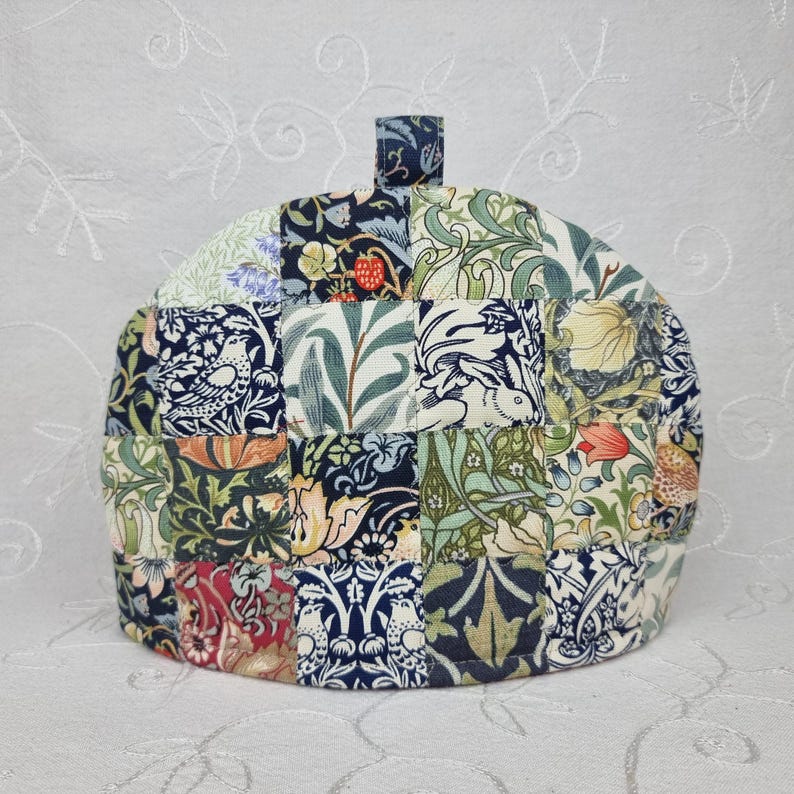 Tea Cosy, 2 Cup Unique Teapot Cover, 8 William Morris designs, handmade quilted patchwork cozy gift. image 9