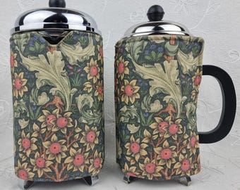 Cafetiere French Press Cosy: William Morris Orchid Coffee Pot Cozy, 1L 8-Cup, 1.5L 12-Cup