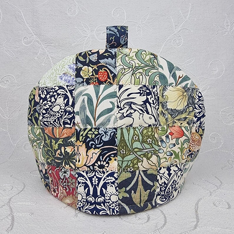 Tea Cosy, 2 Cup Unique Teapot Cover, 8 William Morris designs, handmade quilted patchwork cozy gift. image 5