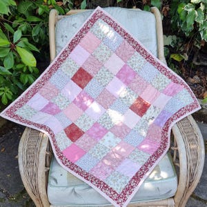 Handmade Patchwork Baby Quilt, Pinks