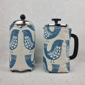 Cafetiere Cosy: Capri Scandi Birds French Press Coffee Pot Cozy Cover, 1L 8-Cup