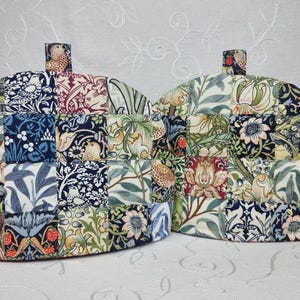 Tea Cosy, 2 Cup Unique Teapot Cover, 8 William Morris designs, handmade quilted patchwork cozy gift. image 10