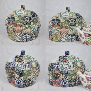 Tea Cosy, 2 Cup Unique Teapot Cover, 8 William Morris designs, handmade quilted patchwork cozy gift. image 8