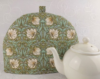 William Morris Pimpernel Tea Cosy Cream and Green Large, Medium, Small Size Tea Cozies. Cotton Fabric. Ideal Gift. Kitchen, Mothers Day