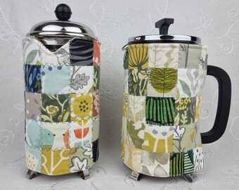 Cafetiere Cosy, Patchwork French Press Coffee Cozy, Unique Eco-Friendly Gift