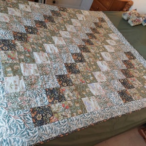 William Morris Cotton Quilted Patchwork Blanket Throw Green - Etsy