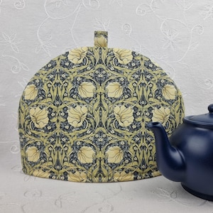 William Morris Pimpernel Tea Cosy: Cream Slate Grey Floral Teapot Cozy