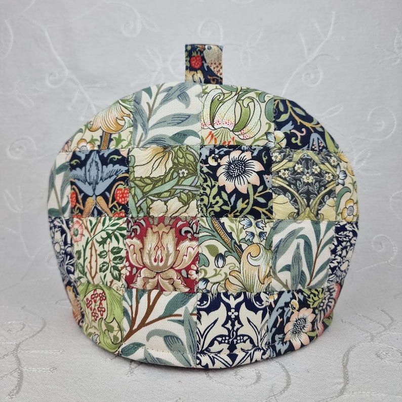 Tea Cosy, 2 Cup Unique Teapot Cover, 8 William Morris designs, handmade quilted patchwork cozy gift. image 4
