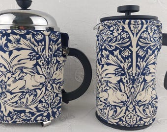 William Morris Brother Rabbit French Press Cosy: Blue Thermal Coffee Cozy