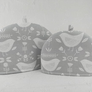 Tea Cosy Narvik Scandi Birds By Fryetts. Orange, Ochre. Seafoam Or Grey Small or Medium Tea Cozy For Teapot image 3