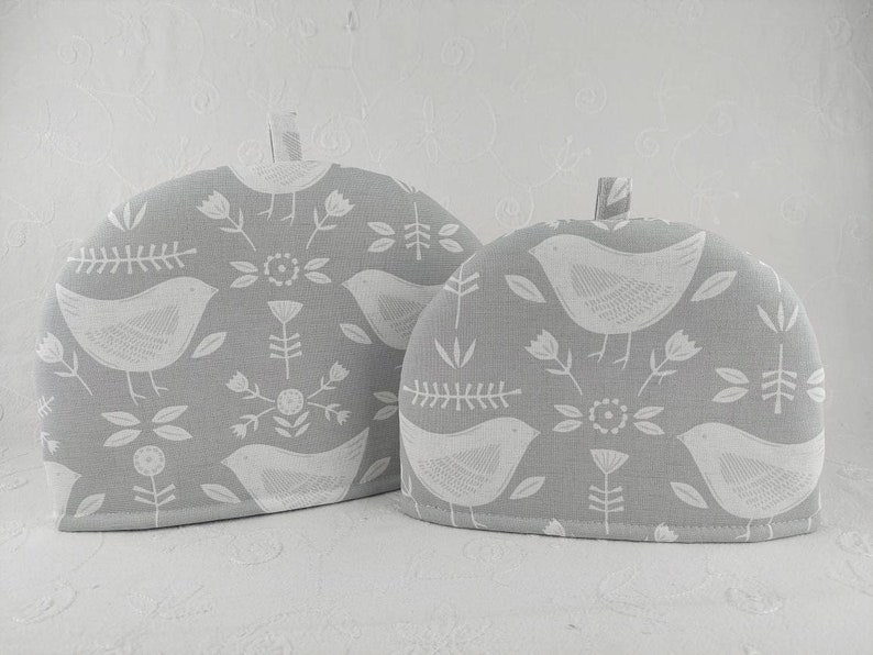 Tea Cosy Narvik Scandi Birds By Fryetts. Orange, Ochre. Seafoam Or Grey Small or Medium Tea Cozy For Teapot image 3