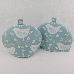 SMALL Tea Cosy. A Cute Cozy Gift. Fits 2-cup Tea-For-One Cafe Size Teapots. Seafoam Narvik Scandi Birds By Fryetts. Turquoise Tea Cozy