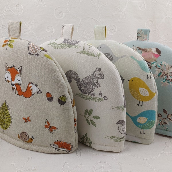 Small Tea Pot Cosy Cozy Warmer. Fits most tea-for-one sized pots, cafe sized pots. Animal, Nature Cotton Fabric. Gift Valentine, Mothers Day