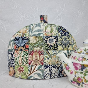 Tea Cosy, 2 Cup Unique Teapot Cover, 8 William Morris designs, handmade quilted patchwork cozy gift.
