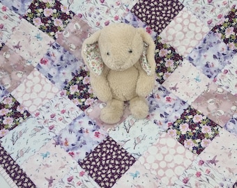 Patchwork Baby Quilt, 100% Cotton, Pink, Purple, Mauve