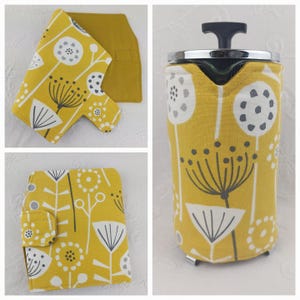 Cafetiere French Press Cozy: Scandi Bergen Coffee Pot Warmer, 1L 8-Cup Ochre Yellow