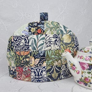 Tea Cosy, 2 Cup Unique Teapot Cover, 8 William Morris designs, handmade quilted patchwork cozy gift. image 3