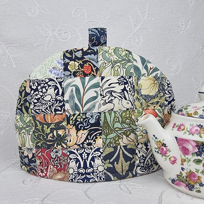 Tea Cosy, 2 Cup Unique Teapot Cover, 8 William Morris designs, handmade quilted patchwork cozy gift. image 3
