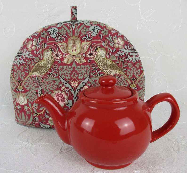 Small Tea Cosy Cozy. Red Strawberry Thief by William Morris Etsy