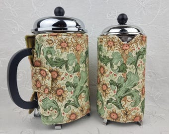 Cafetiere French Press Cozy: William Morris Filter Coffee Maker Cosy, 1L 8-Cup, 1.5L 12-Cup