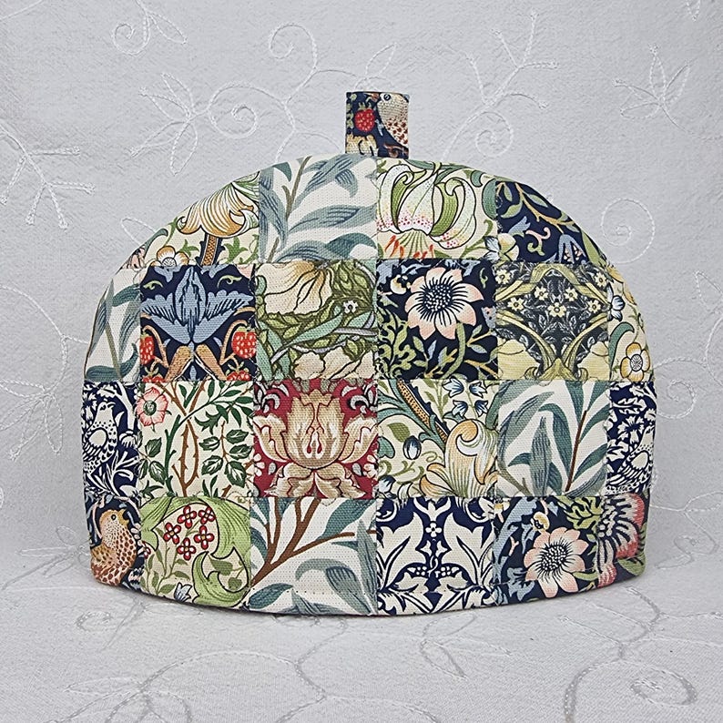 Tea Cosy, 2 Cup Unique Teapot Cover, 8 William Morris designs, handmade quilted patchwork cozy gift. image 7