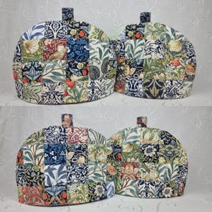 Tea Cosy, 2 Cup Unique Teapot Cover, 8 William Morris designs, handmade quilted patchwork cozy gift. image 12