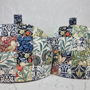Tea Cosy, 2 Cup Unique Teapot Cover, 8 William Morris designs, handmade quilted patchwork cozy gift. image 11