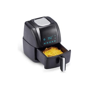 1/12 Puppenhaus Miniatur Black Air Fryer (Höhe 2,6 cm) mit Schublade und abnehmbaren Pommes