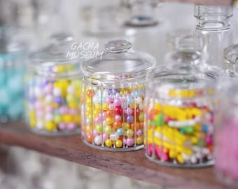 Plain / Striped x 2 sizes - 1/12 1/6 Dollhouse Miniature Real Glass Jar (Diameter 2 / 2.5 cm) // Inbox us for bulk orders #365