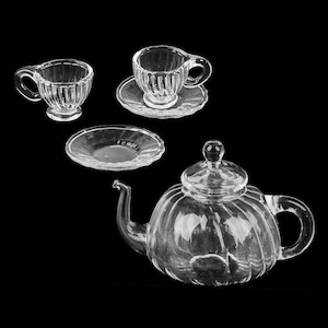 1/6 Dollhouse Miniature Real Hand-blown Glass Pumpkin Teapot / Teacup / Saucer // Inbox us for bulk orders