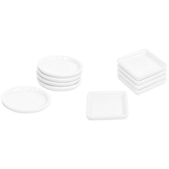 5 stücke 1:12 puppenhaus Miniaturen Weiß Porzellan Teller Platte Küche 