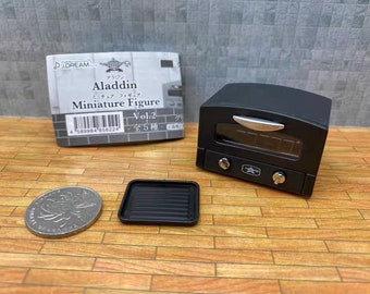 1/12 1/6 poppenhuisminiatuurreplica Aladdin grafietbroodrooster en grillcollectie: zwart/groen/ivoor