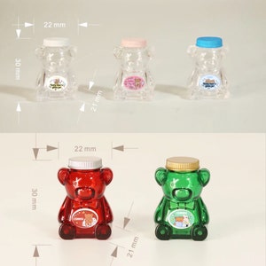 5 colours - 1/12 1/6 Dollhouse Miniature Bear-shaped Jar (Height 3 cm) with Stickers #czh